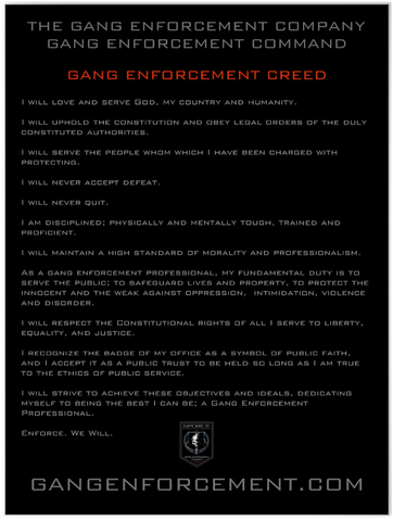 Gang Enforcement Creed Poster